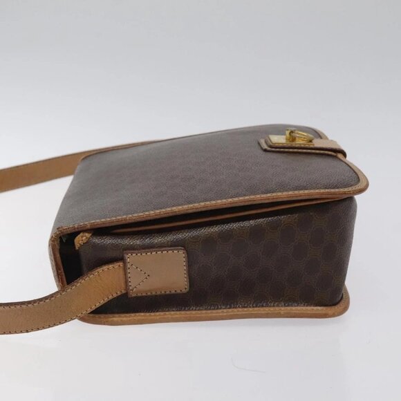 CELINE Macadam Canvas Shoulder Bag PVC Leather Brown Gold Auth - Picture 9 of 16